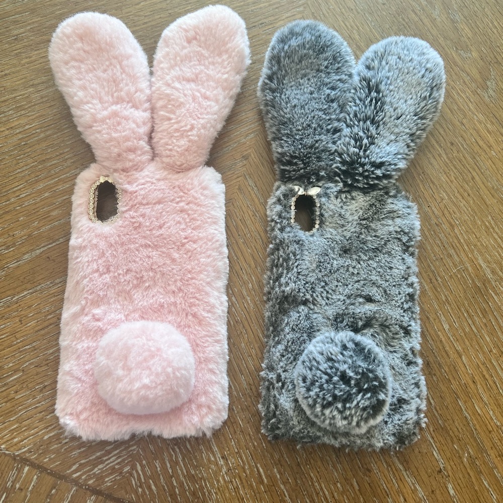 2pc Phone Case Furry Bunny IPhone X? Slightly bigger than the X